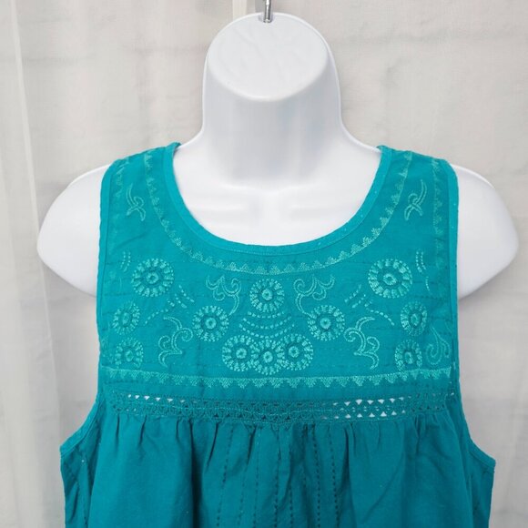 Falls Creek Blue Embroidered Tank Boho Hippie Festival Multiple Sizes - Picture 2 of 13